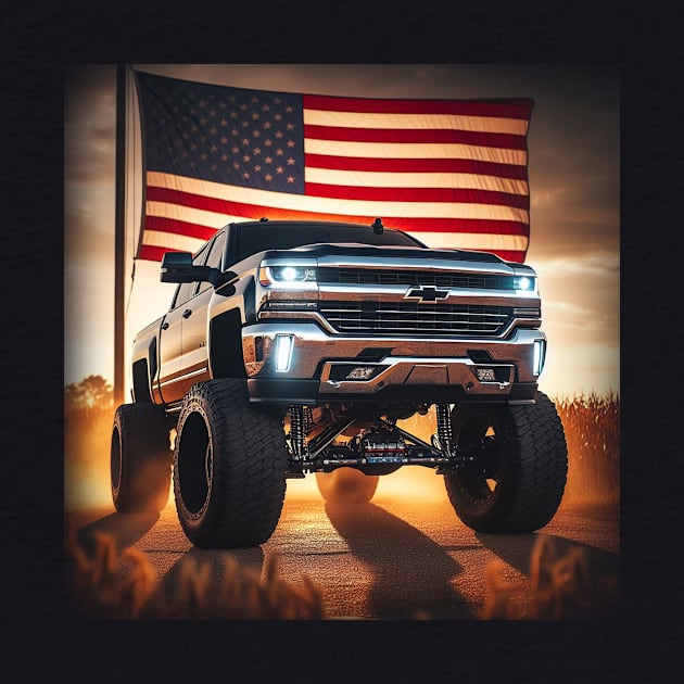 Chevrolet Silverado and The American Flag by Gas Autos by GasAut0s